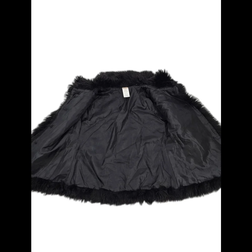 Gymboree Girls Black Faux Fur Coat Size 6